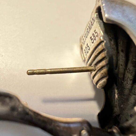 David Yurman Cable Cigar Band Earrings 14k & Sterling - Picture 7 of 7